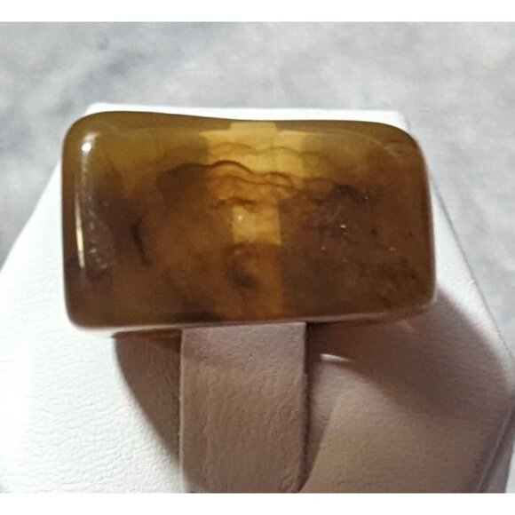 Brown Mottled Abstract Chunky Fashion Ring Size 5 3/4 - Picture 8 of 14